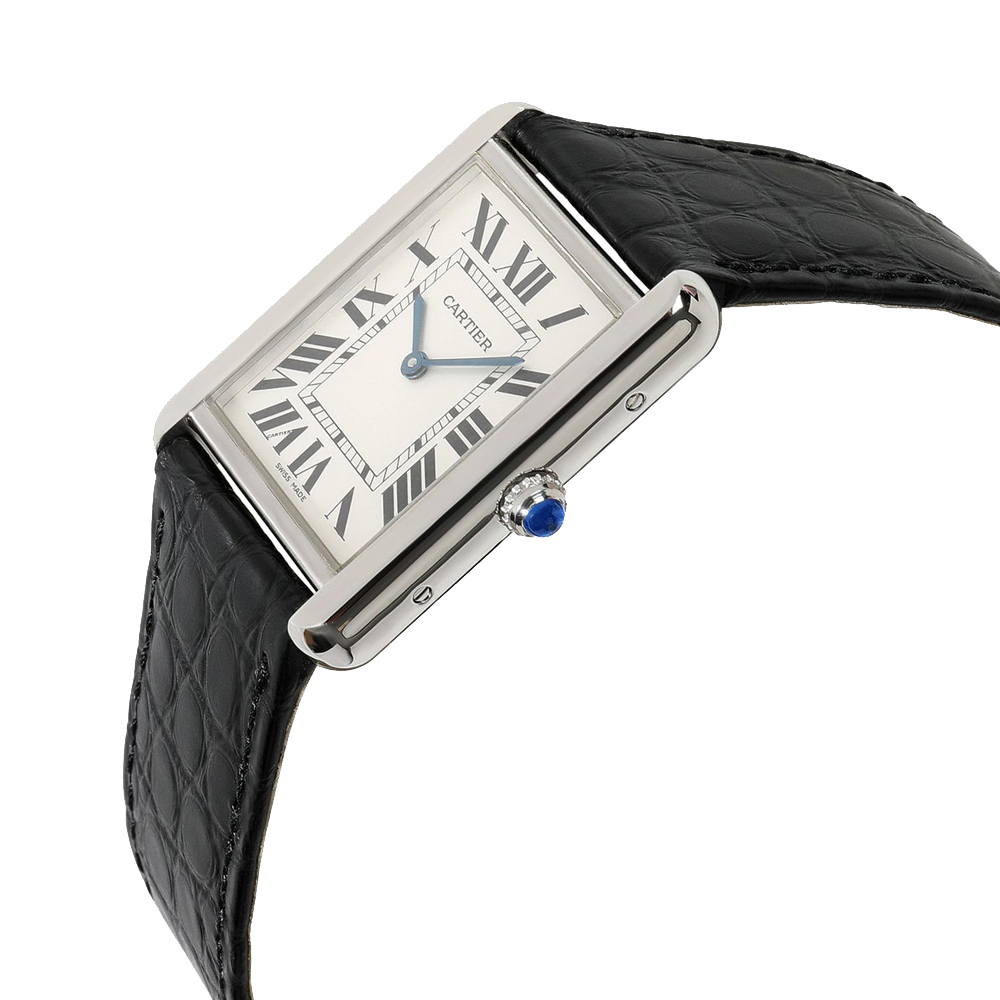 

Cartier Silver Stainless Steel Tank Solo W5200003 Men's Wristwatch
