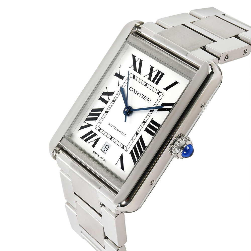 

Cartier Silver Stainless Steel Tank Solo W5200028 Men's Wristwatch 40 MM