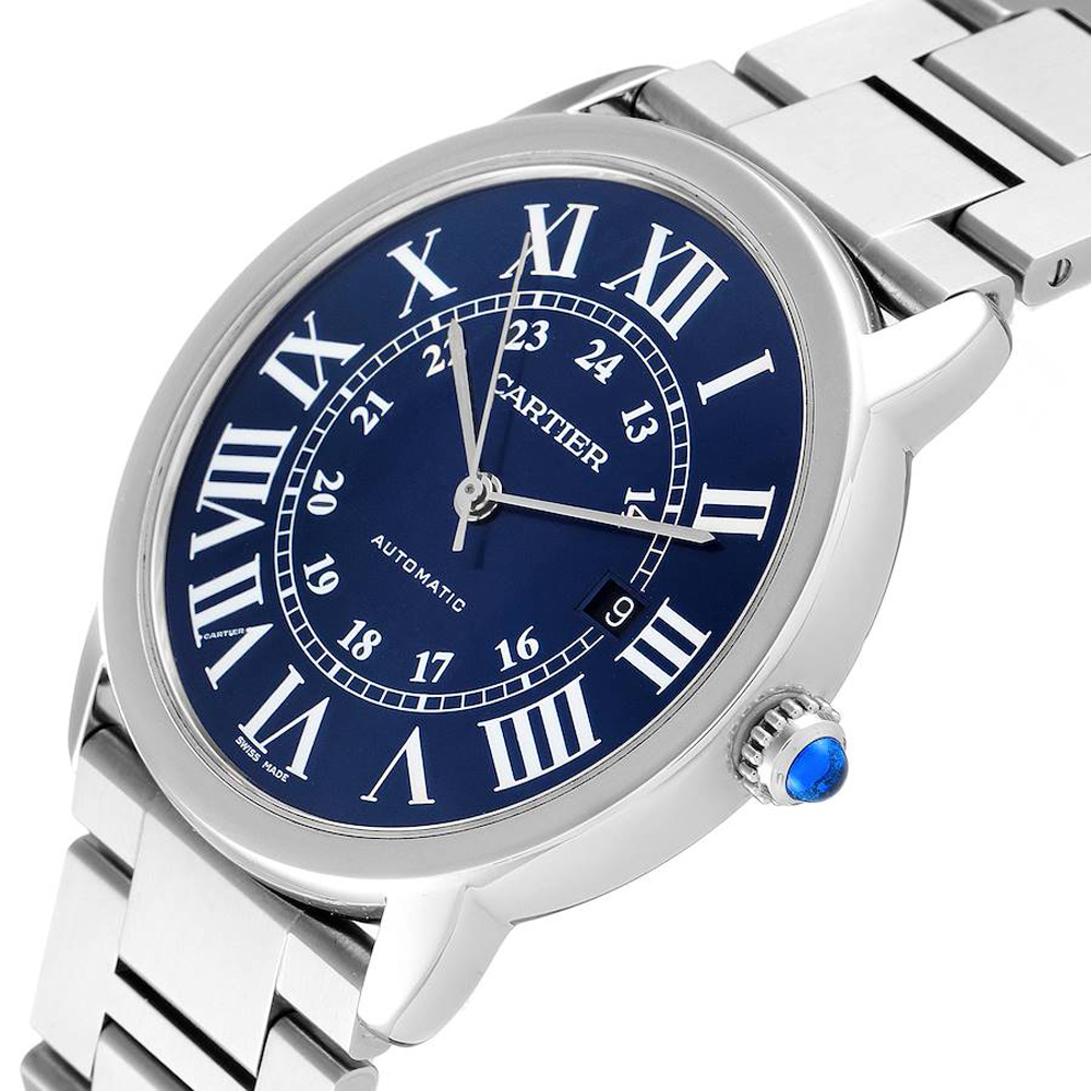 

Cartier Blue Stainless Steel Ronde Solo XL Automatic WSRN0023 Men's Wristwatch 42 MM