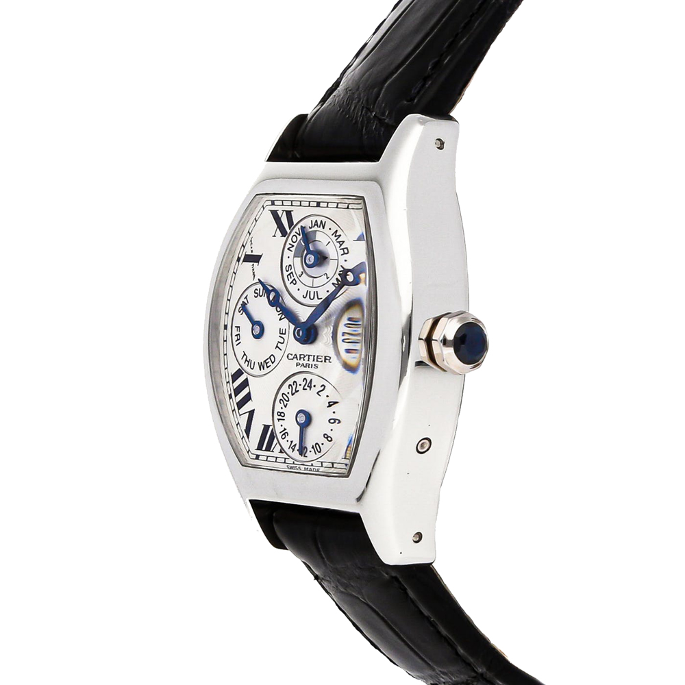 

Cartier White Platinum Tortue Perpetual Calendar W1540551 Men's Wristwatch