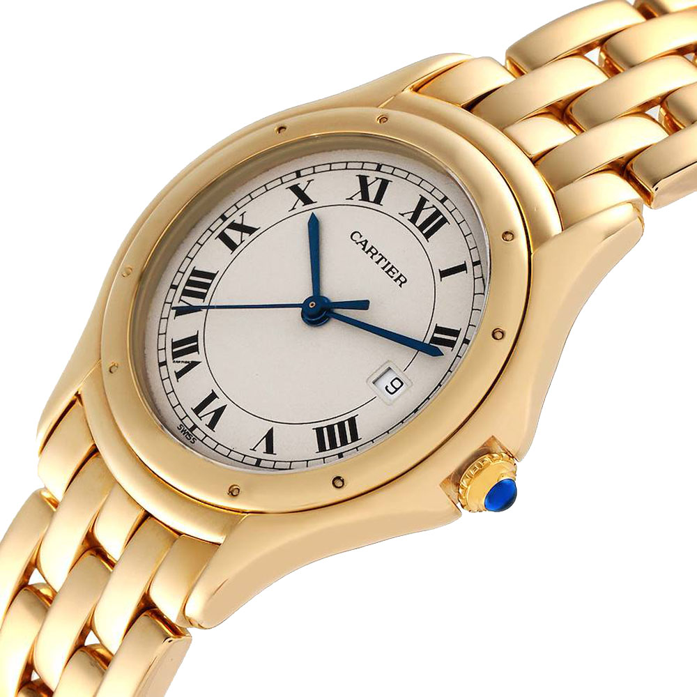 

Cartier Silver 18K Yellow Gold Cougar 887904 Women's Wristwatch 32 MM