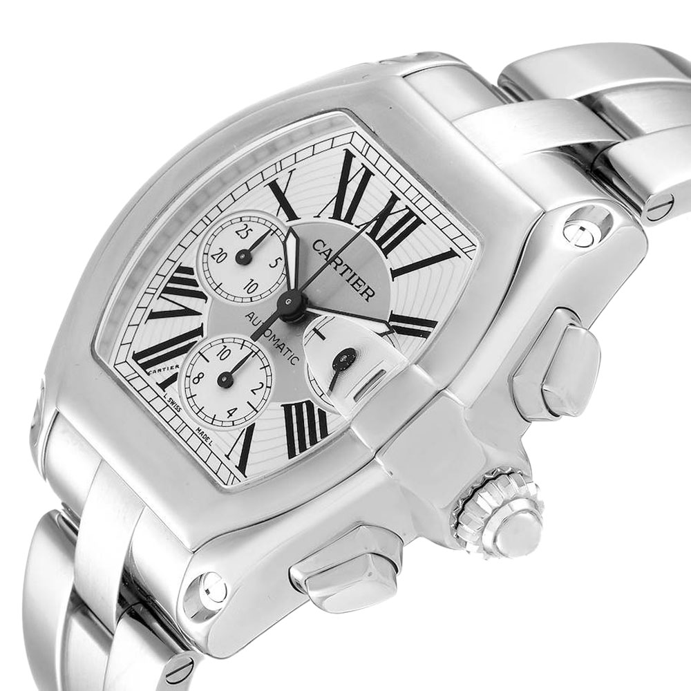 

Cartier Silver Stainless Steel Roadster  Chronograph Automatic W62019X6 Men's Wristwatch 49 x 43 MM