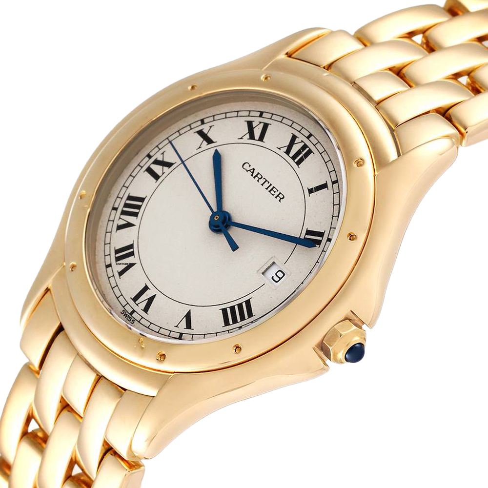 

Cartier Silver 18K Yellow Gold Cougar 887904 Women's Wristwatch 32 MM