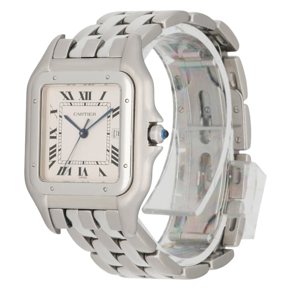 

Cartier Silver Stainless Steel Panthere 1300 Men's Wristwatch 30 MM