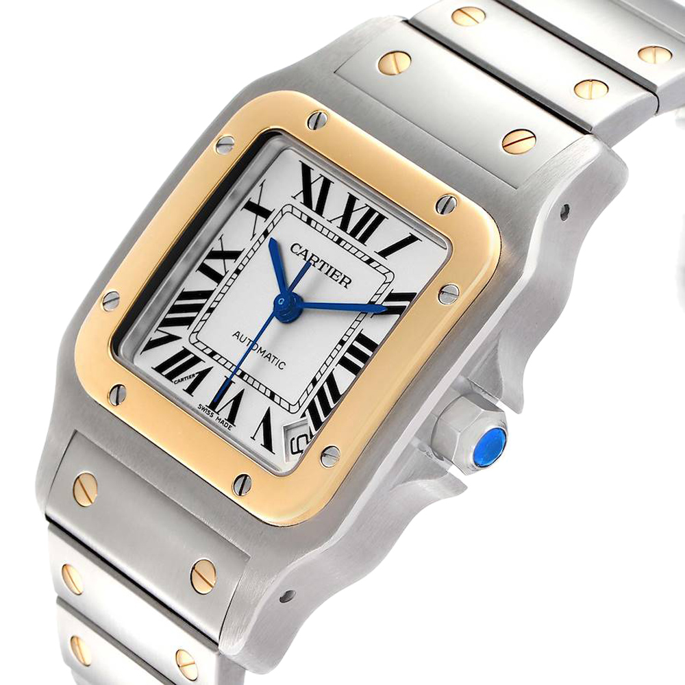 

Cartier Silver 18K Yellow Gold And Stainless Steel Santos Galbee  W20099C4 Men's Wristwatch 32 x 45 MM