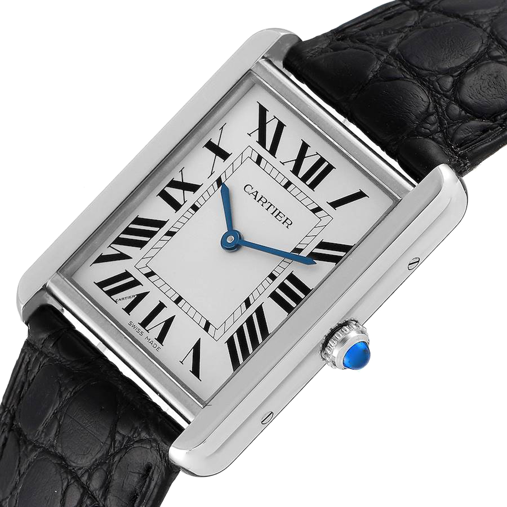 

Cartier Silver Stainless Steel Tank Solo W1018355 Men's Wristwatch