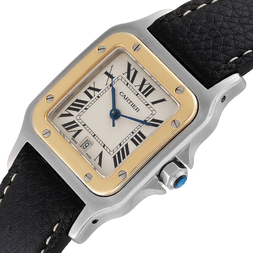 

Cartier Silver 18K Yellow Gold And Stainless Steel Santos Galbee 187901 Men's Wristwatch 29 MM