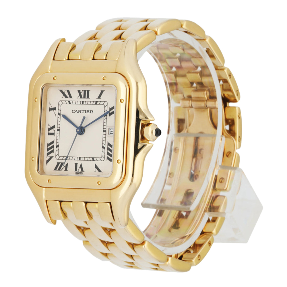 

Cartier Silver 18K Yellow Gold Panthere Jumbo Men's Wristwatch 30 MM