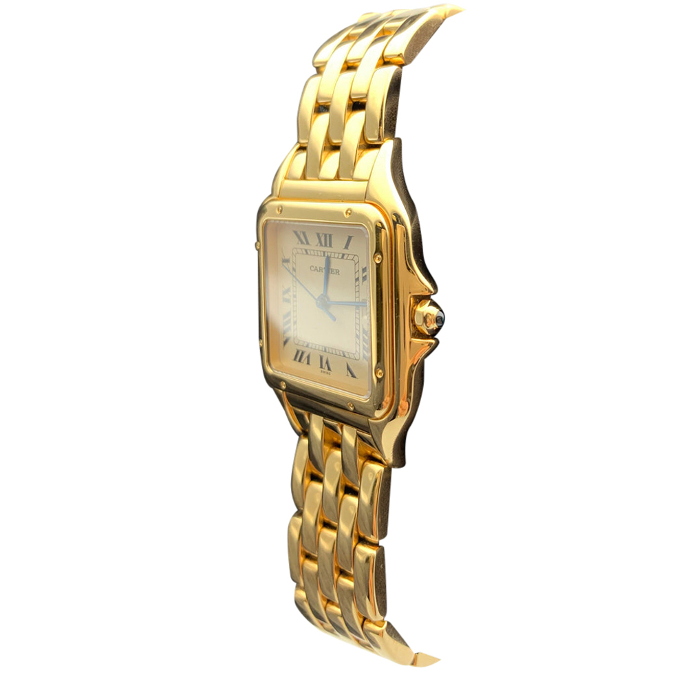 

Cartier Silver 18K Yellow Gold Panthere 887968 Men's Wristwatch 27 MM