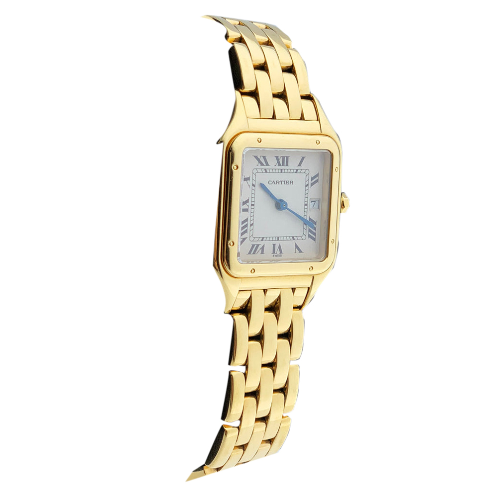 

Cartier Silver 18K Yellow Gold Panthere Men's Wristwatch 28 MM