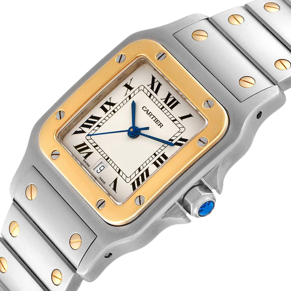 

Cartier Silver 18K Yellow Gold Stainless Steel Santos Galbee Large W20011C4 Men's Wristwatch