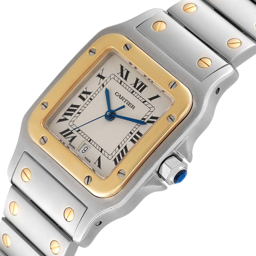 

Cartier Silver 18K Yellow Gold And Stainless Steel Santos Galbee W20011C4 Men's Wristwatch 29 MM