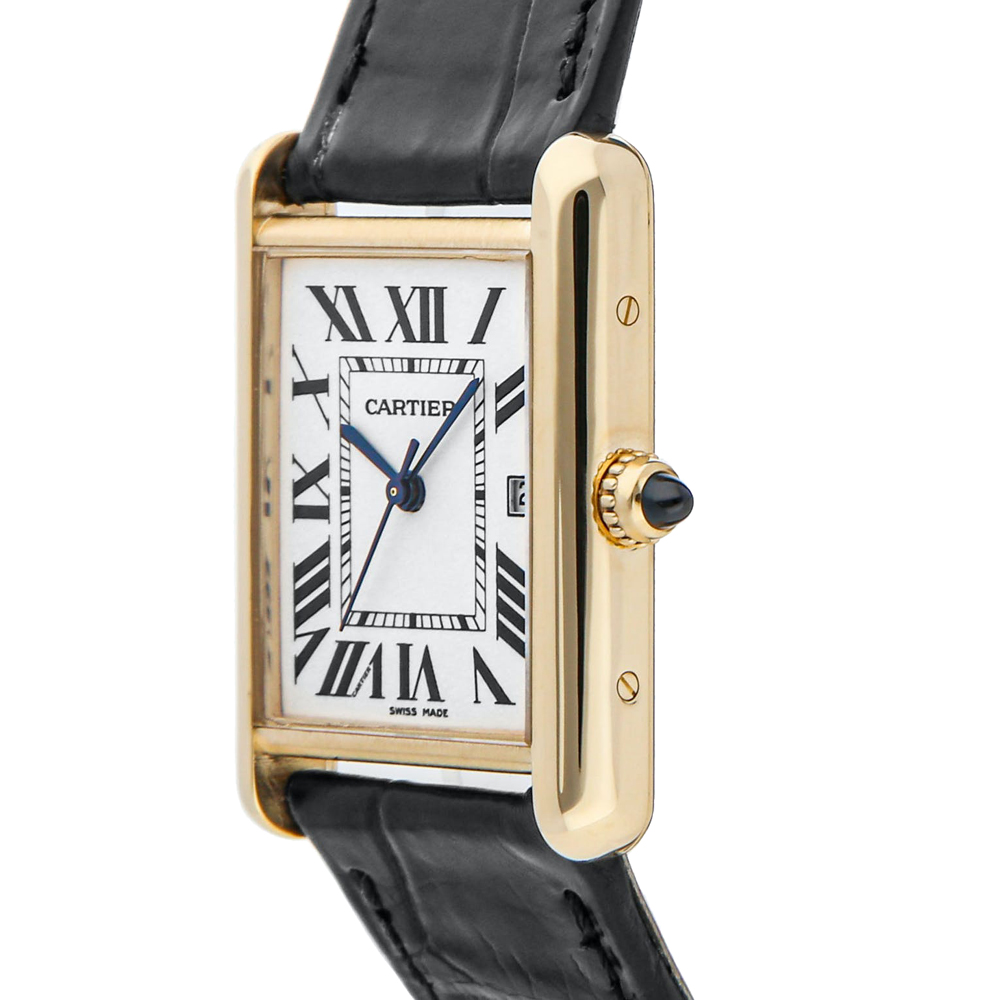 

Cartier Silver 18K Yellow Gold Tank Louis Cartier W1529756 Men's Wristwatch 25 MM