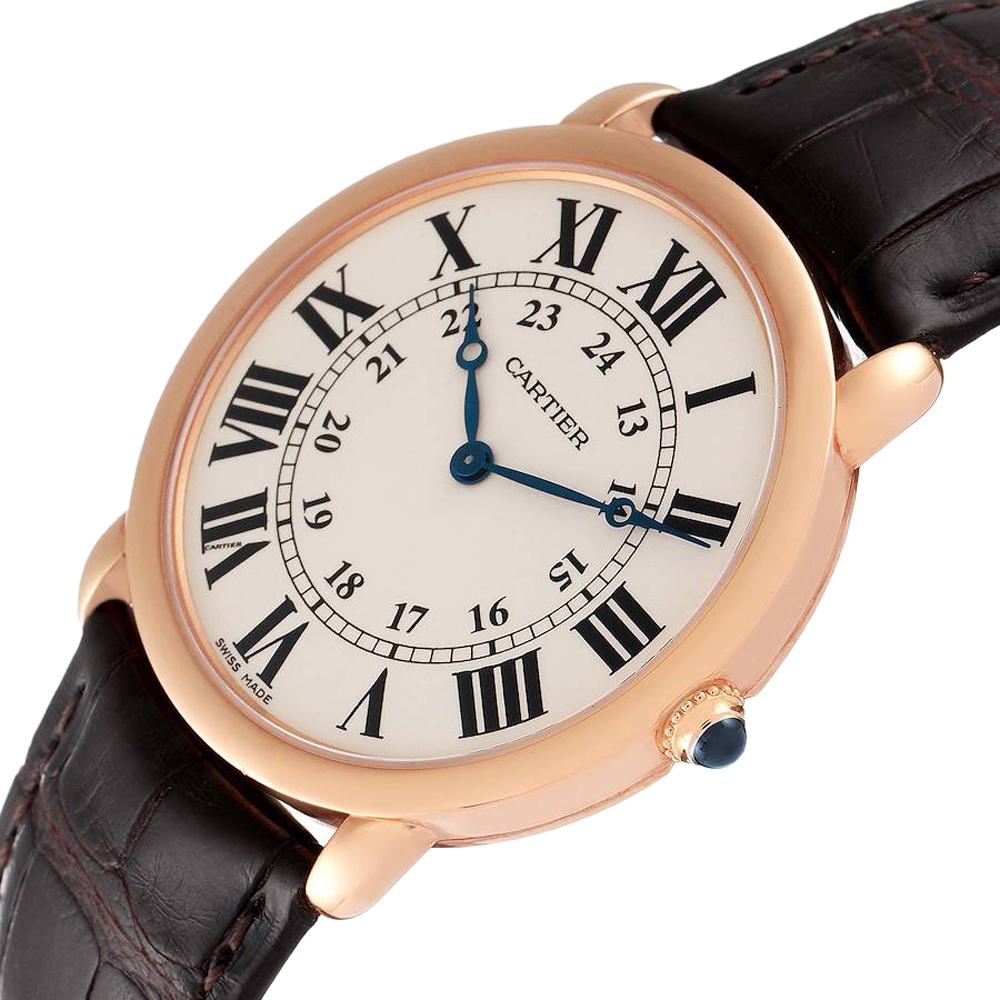 Cartier Silver 18K Rose Gold Ronde Louis W6800251 Men's Wristwatch 36 MM  - buy with discount