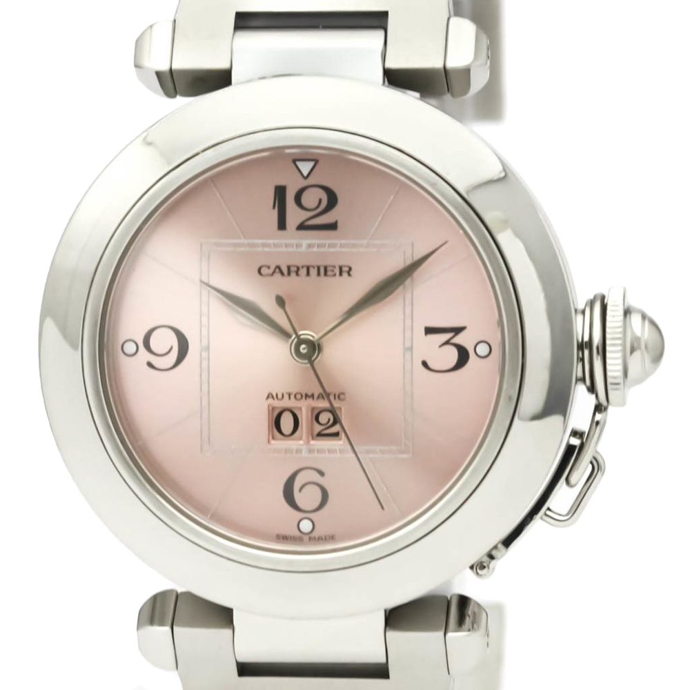 

Cartier Pink Stainless Steel Pasha Big Date W31058M7 Women's Wristwatch 35 MM