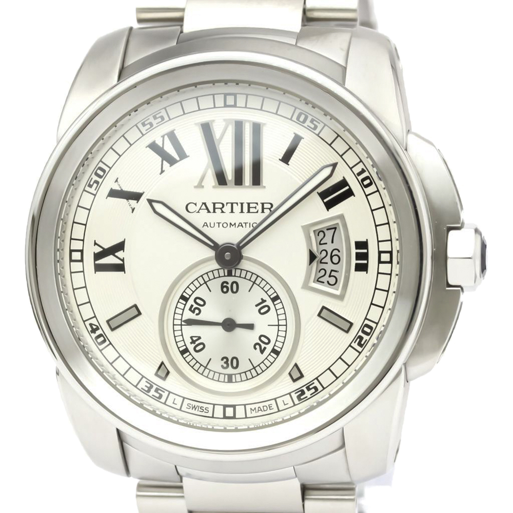 

Cartier Silver Stainless Steel Calibre De Cartier W7100015 Automatic Men's Wristwatch 42 MM