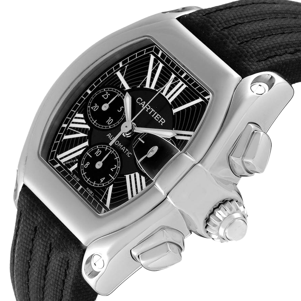 

Cartier Black Stainless Steel Roadster  Chronograph W62020X6 Men's Wristwatch 49 x 43 MM