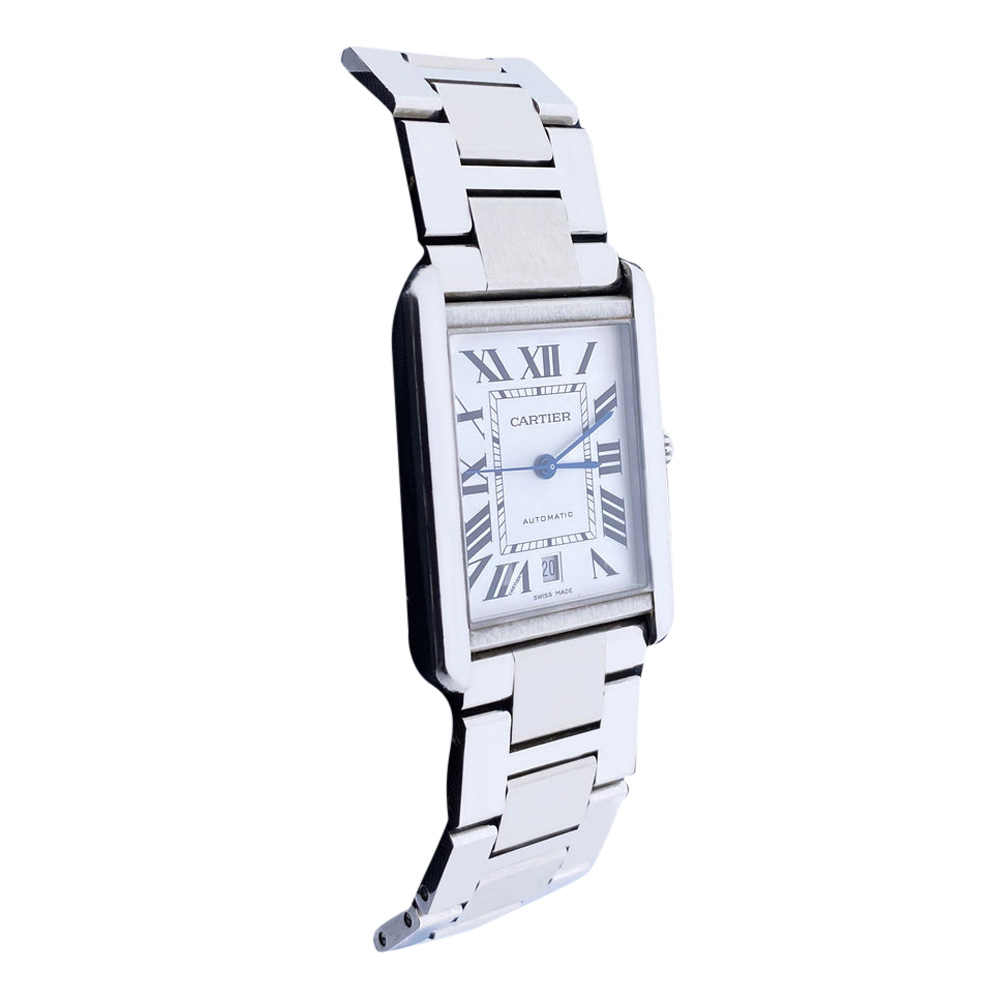 

Cartier Silver Stainless Steel Tank Solo XL 3800 Men's Wristwatch 31 MM