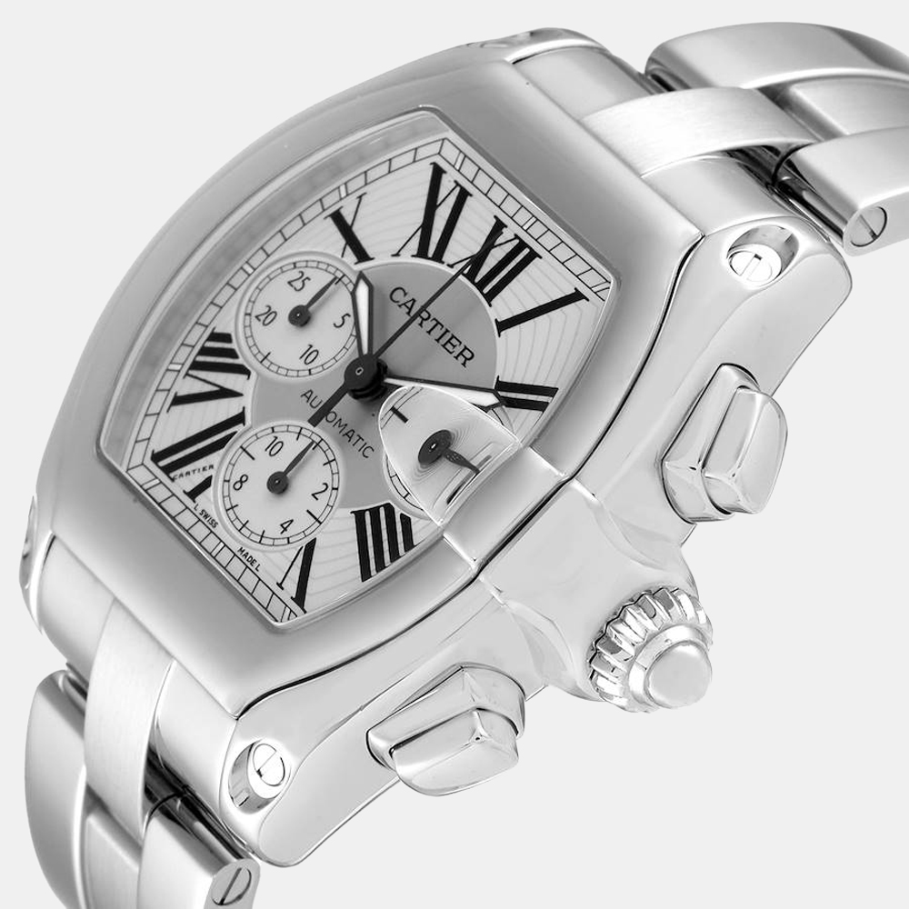 

Cartier Silver Stainless Steel Roadster XL Chronograph Automatic W62019X6 Men's Wristwatch 41 MM