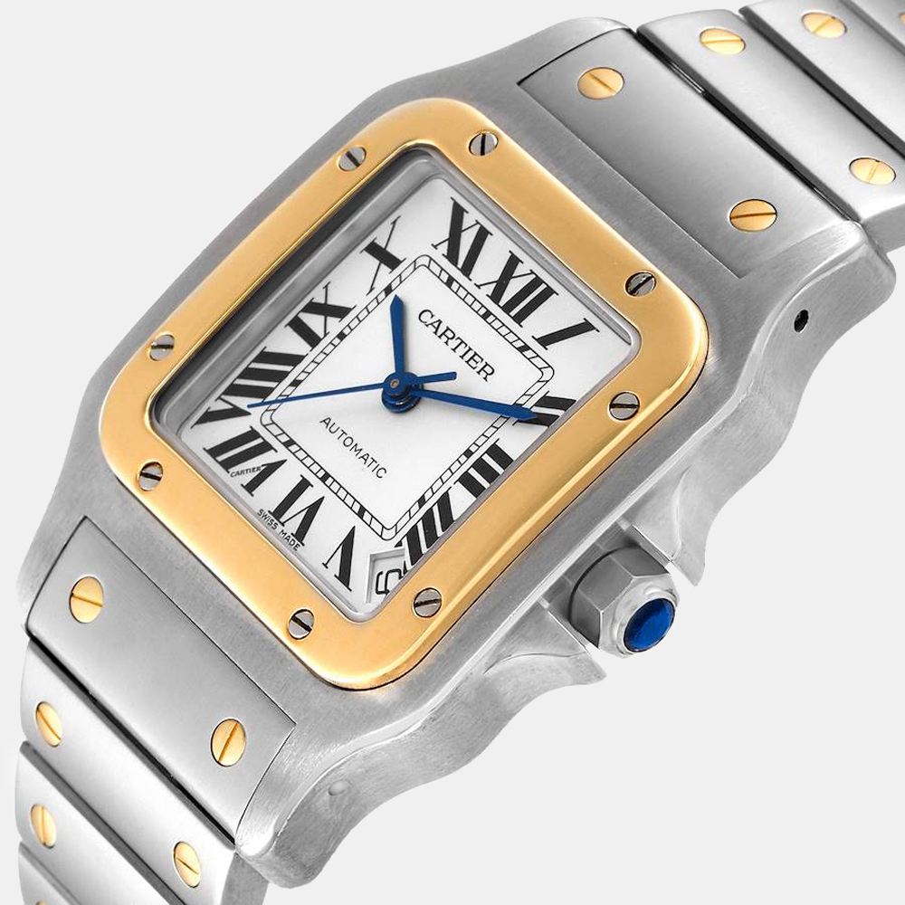 

Cartier Silver 18K Yellow Gold And Stainless Steel Santos Galbee  W20099C4 Men's Wristwatch 32 x 45 MM