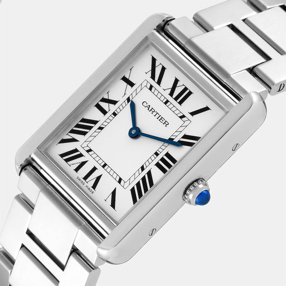 

Cartier Silver Stainless Steel Tank Solo W5200014 Men's Wristwatch