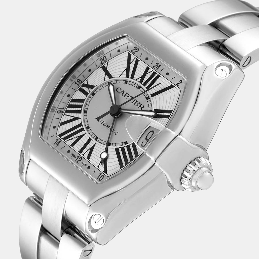 

Cartier Silver Stainless Steel Roadster GMT W62032X6 Men's Wristwatch