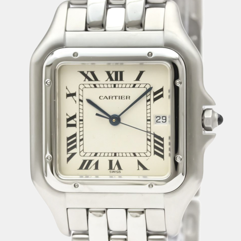 

Cartier Silver Stainless Steel Panthere W25032P5 Men's Wristwatch 29 MM