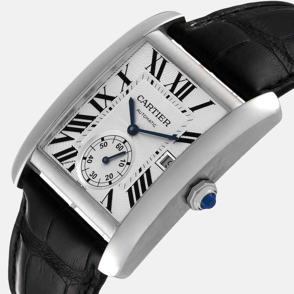 

Cartier Silver Stainless Steel Tank MC Automatic W5330003 Men's Wristwatch