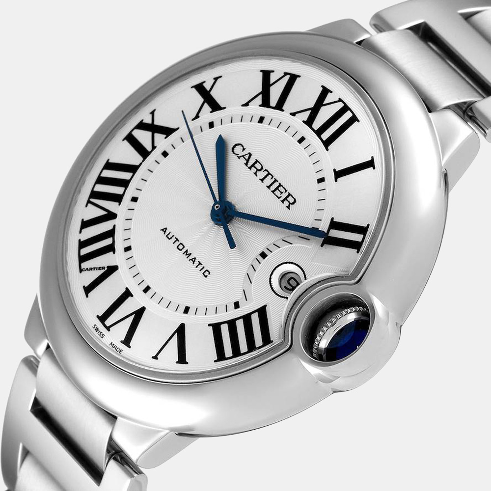 

Cartier Silver Stainless Steel Ballon Bleu W69012Z4 Automatic Men's Wristwatch 42 MM