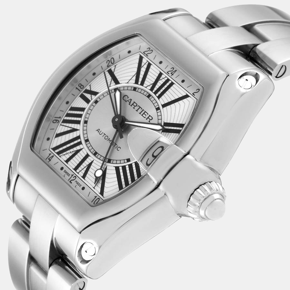 

Cartier Silver Stainless Steel Roadster GMT W62032X6 Men's Wristwatch 43 mm