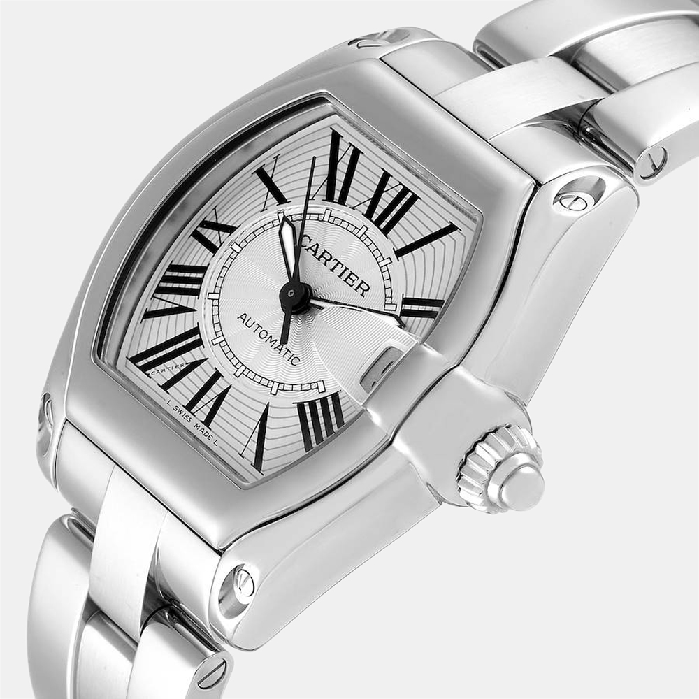 

Cartier Silver Stainless Steel Roadster W62025V3 Men's Wristwatch 38 mm