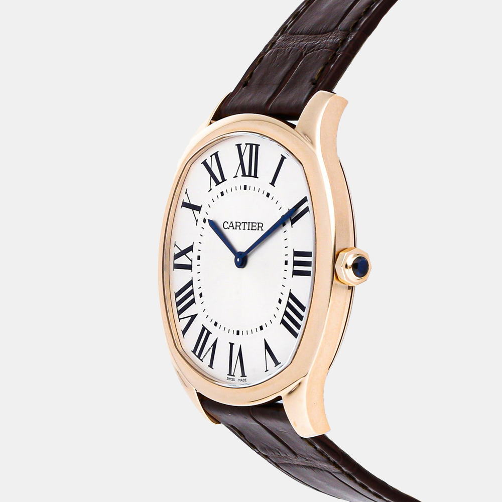 

Cartier Silver 18K Rose Gold Drive De Cartier WGNM0006 Men's Wristwatch 38 mm
