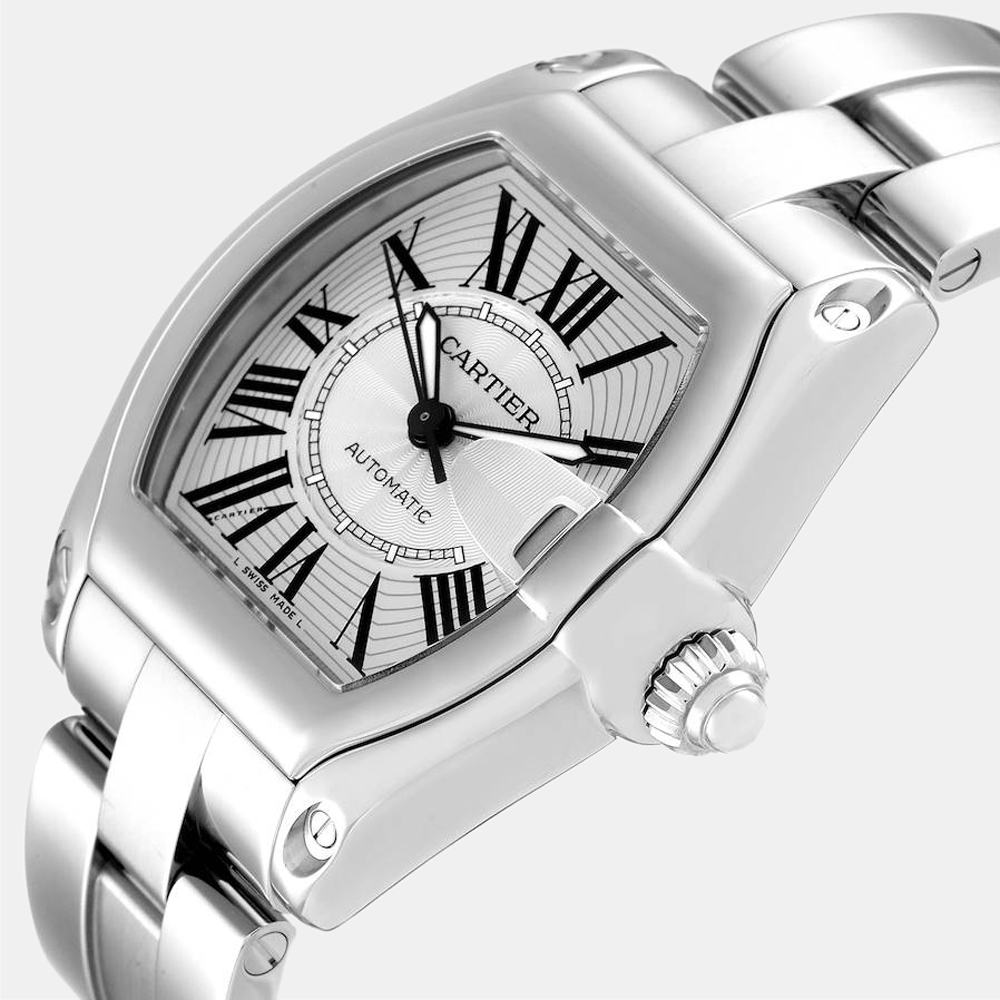 

Cartier Silver Stainless Steel Roadster W62025V3 Men's Wristwatch 38 mm