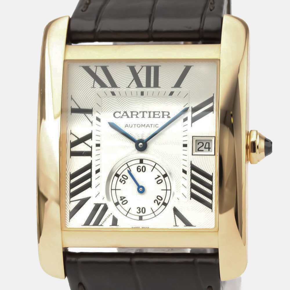 

Cartier Silver 18K Rose Gold Tank MC Automatic W5330001 Men's Wristwatch 34 mm