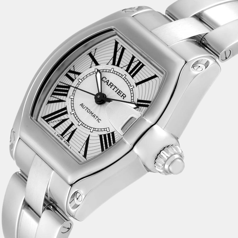 

Cartier Silver Stainless Steel Roadster W62025V3 Men's Wristwatch 38 mm