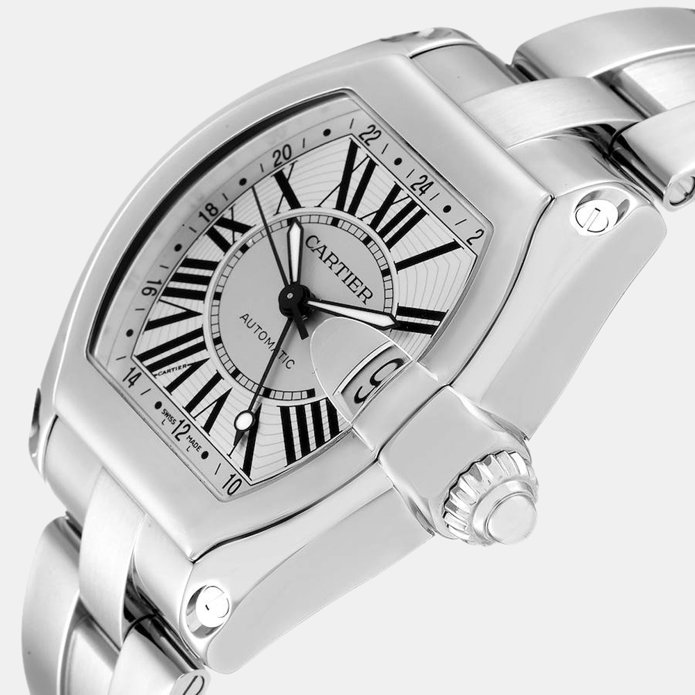 

Cartier Silver Stainless Steel Roadster W62032X6 Automatic Men's Wristwatch 43 mm