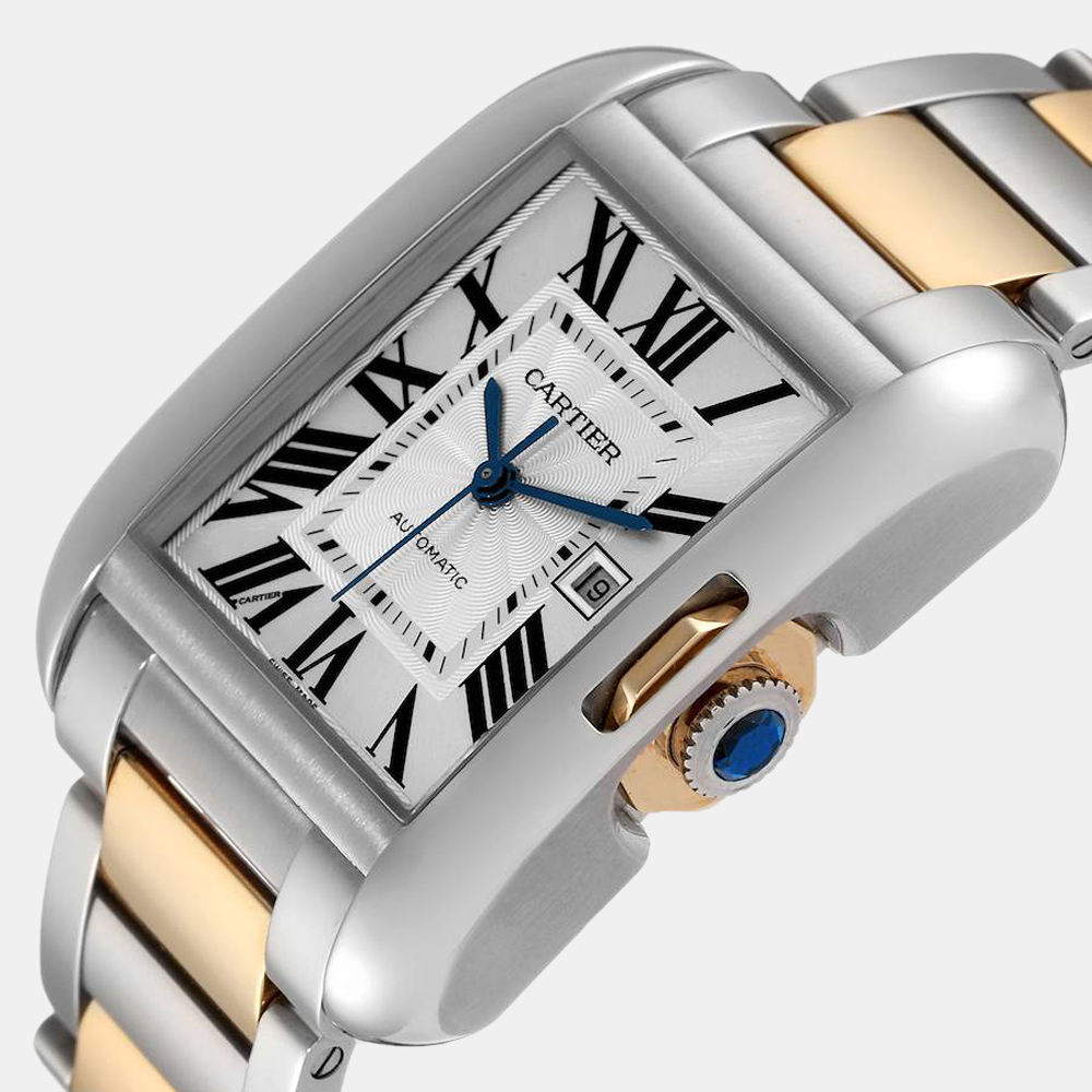 

Cartier Silver 18k Rose Gold And Stainless Steel Tank Anglaise W5310047 Automatic Men's Wristwatch 30 mm