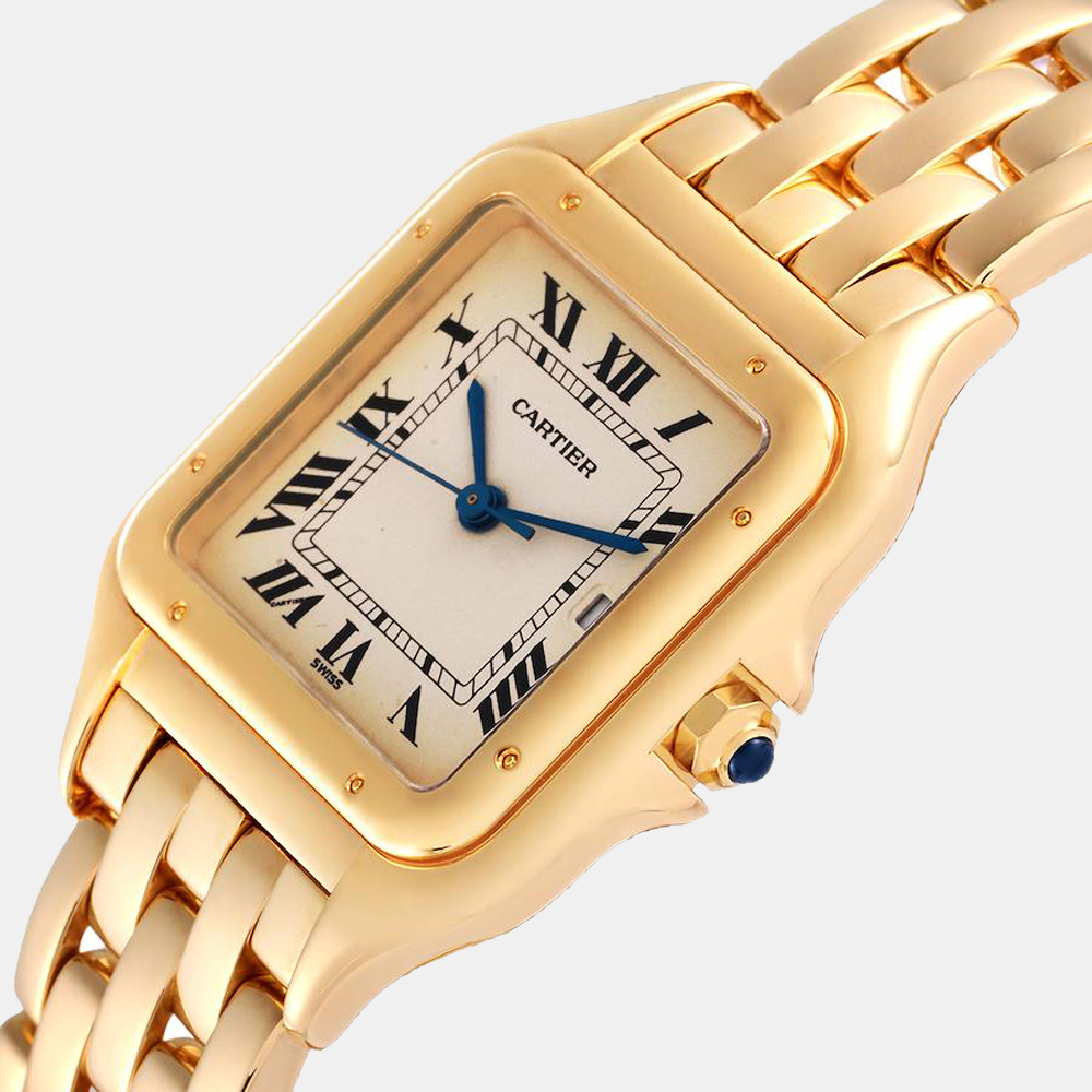 

Cartier Silver 18K Yellow Gold Panthere W2501489 Quartz Men's Wristwatch 27 mm