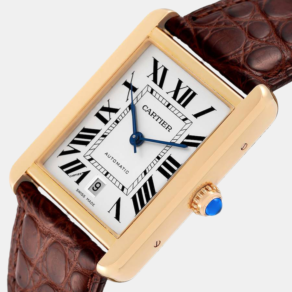 

Cartier White 18k Rose Gold And Stainless Steel Tank Solo W5200026 Automatic Men's Wristwatch 31 mm