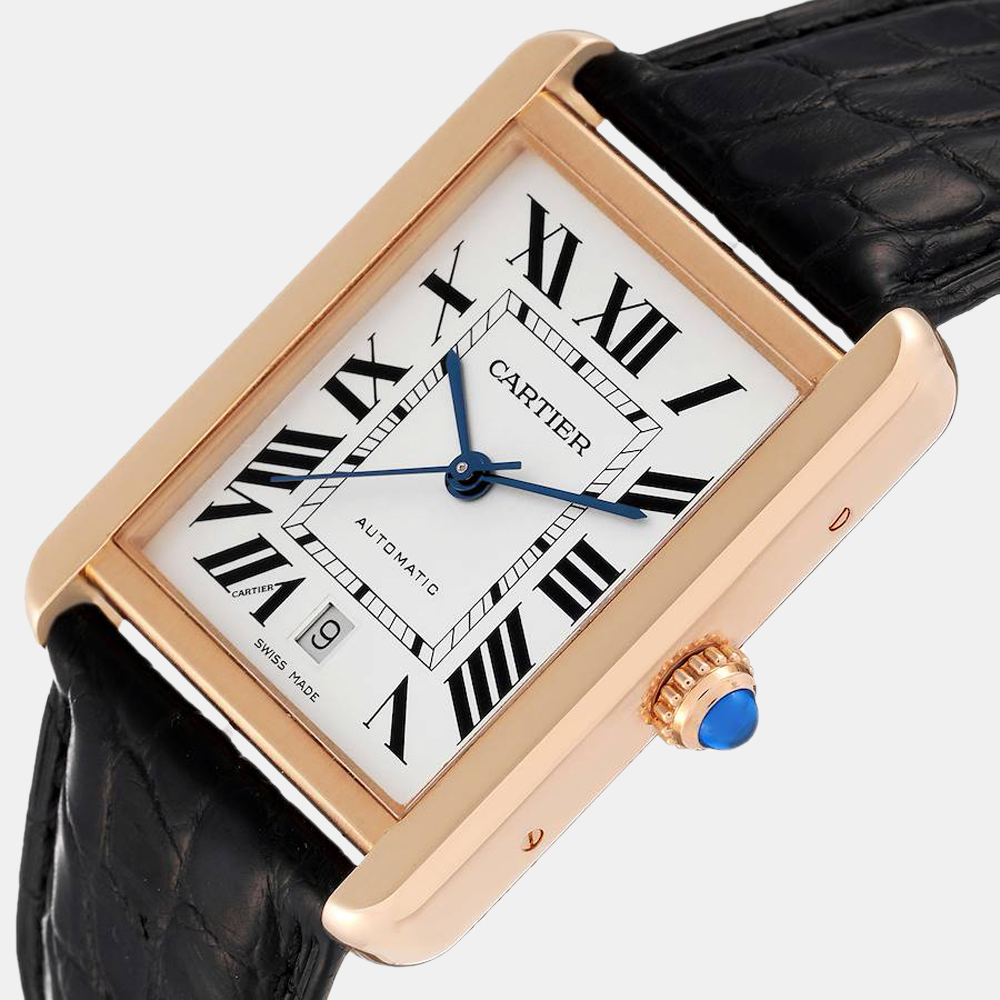 

Cartier White 18k Rose Gold And Stainless Steel Tank Solo W5200026 Automatic Men's Wristwatch 31 mm