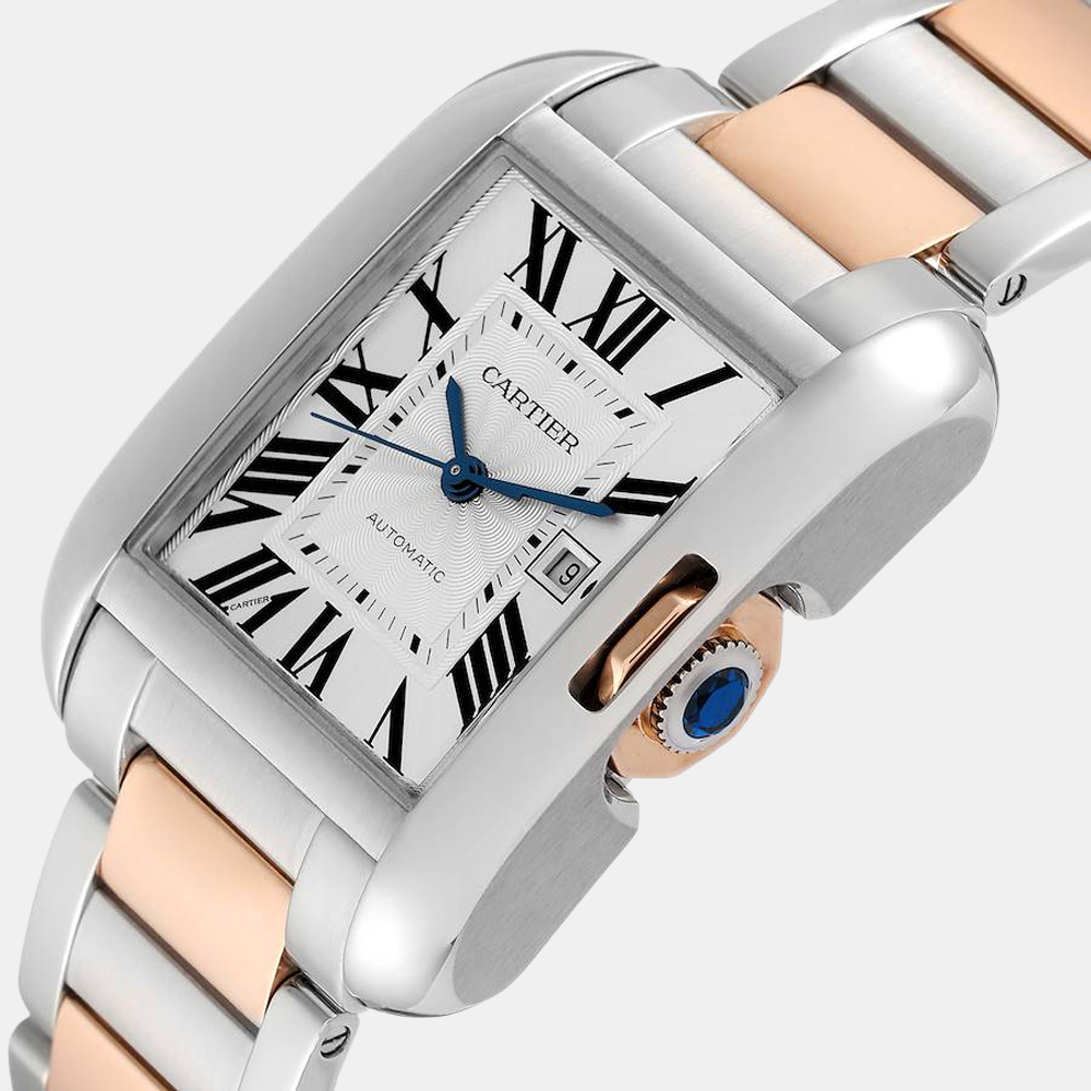 

Cartier Silver 18k Rose Gold And Stainless Steel Tank Anglaise W5310007 Automatic Men's Wristwatch 30 mm