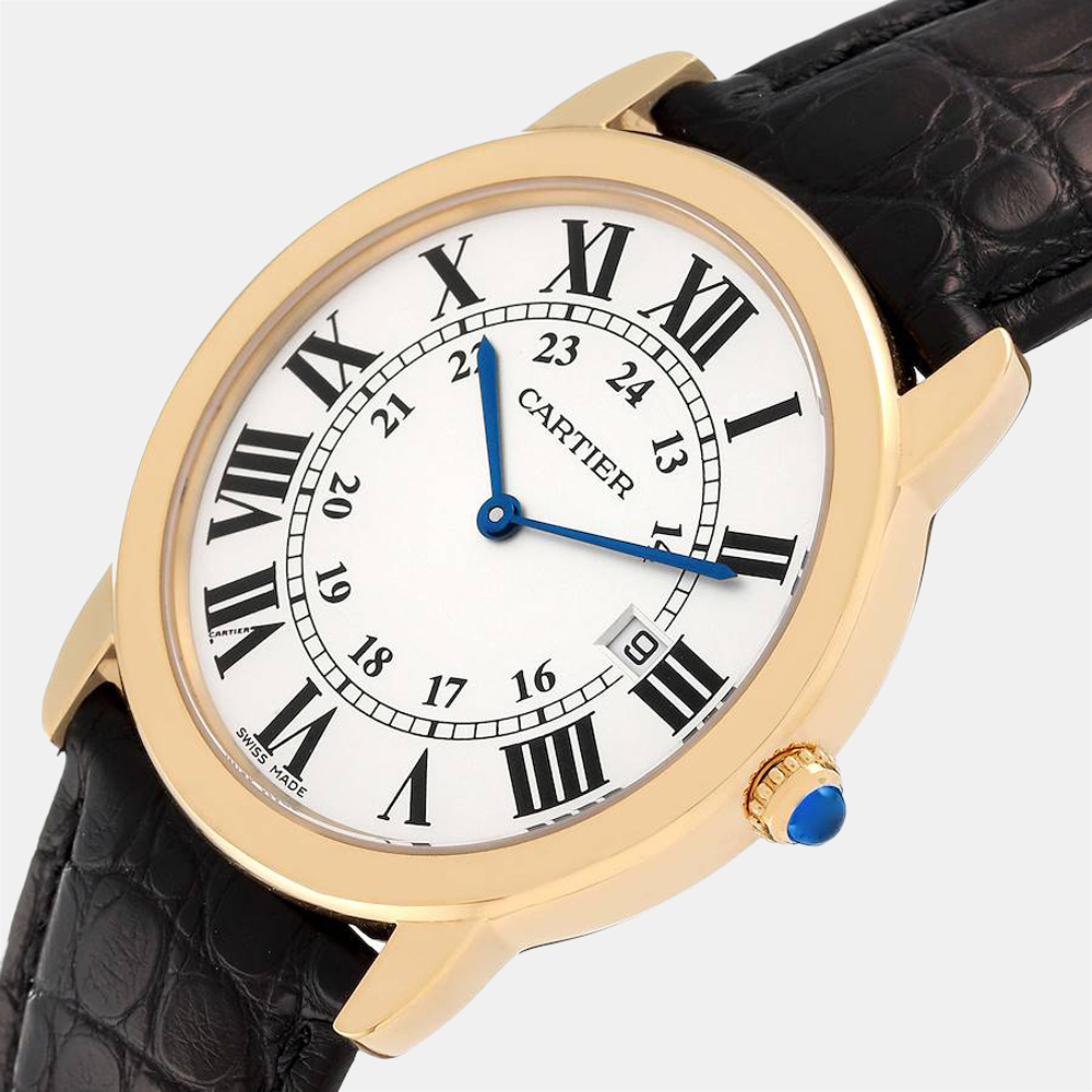 

Cartier White 18k Yellow Gold And Stainless Steel Ronde Solo W6700455 Quartz Men's Wristwatch 36 mm