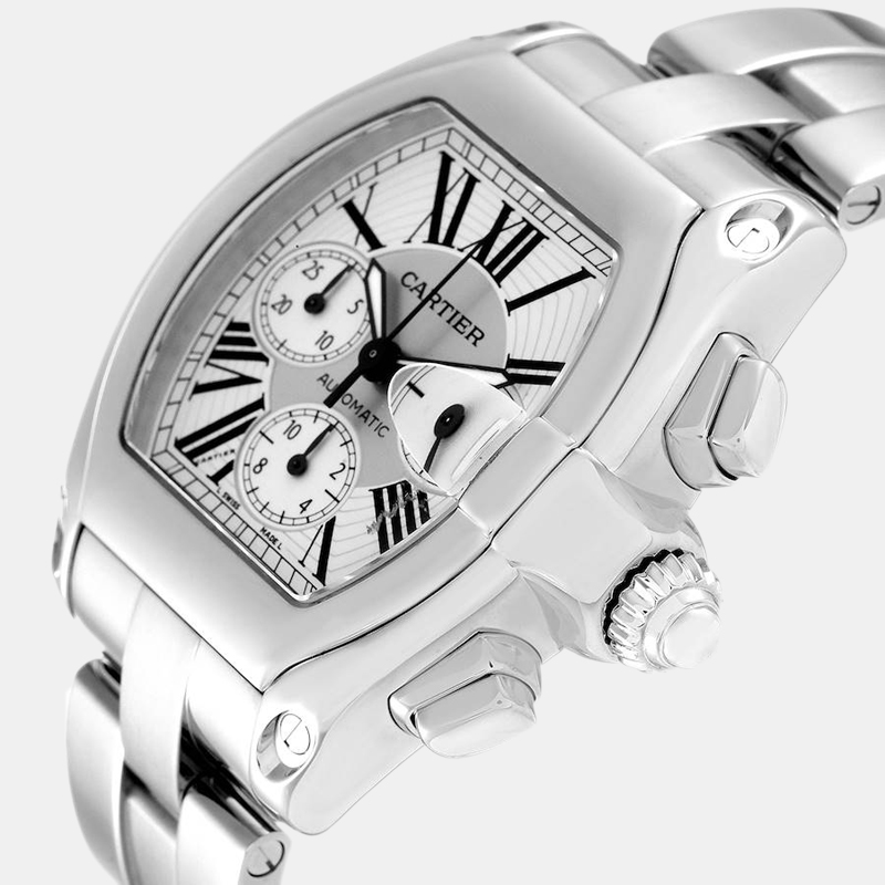 

Cartier Silver Stainless Steel Roadster W62019X6 Automatic Men's Wristwatch 43 mm