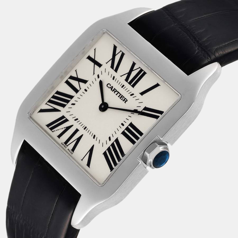 

Cartier Silver 18k White Gold Santos Dumont W2007051 Manual Winding Men's Wristwatch 29 mm
