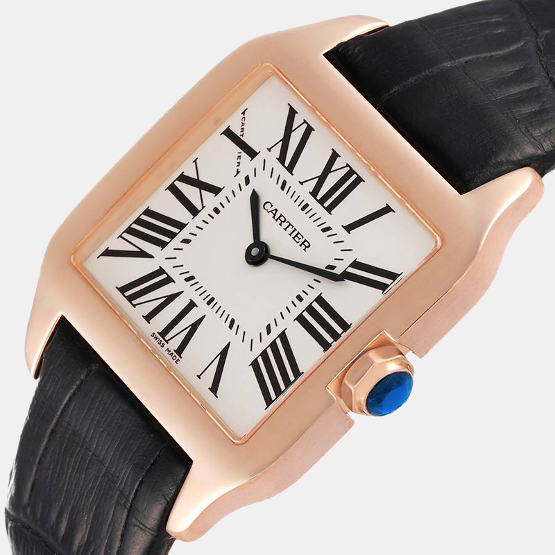 

Cartier Silver 18k Rose Gold Santos Dumont W2009251 Quartz Men's Wristwatch 30 mm