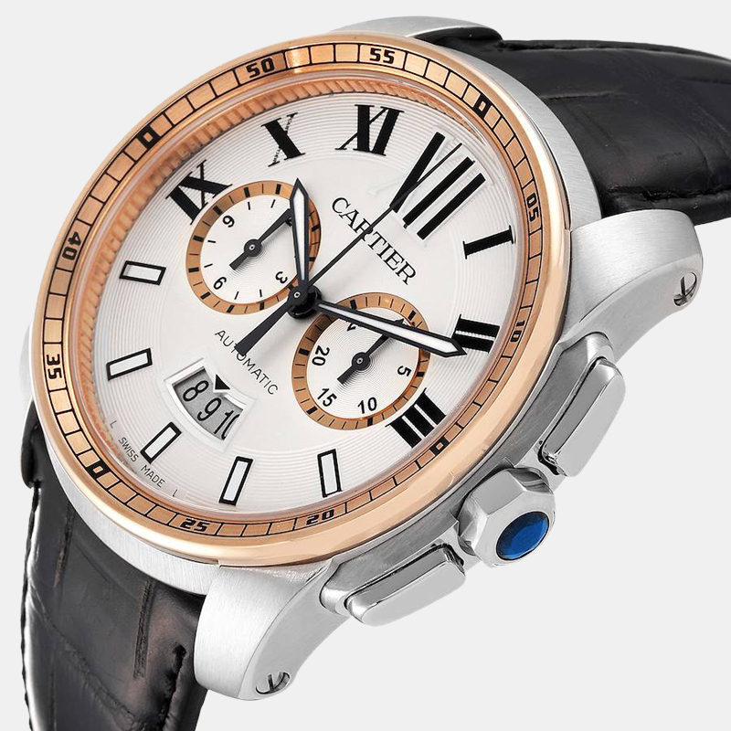 

Cartier Silver 18k Rose Gold And Stainless Steel Calibre W7100042 Automatic Men's Wristwatch 42 mm