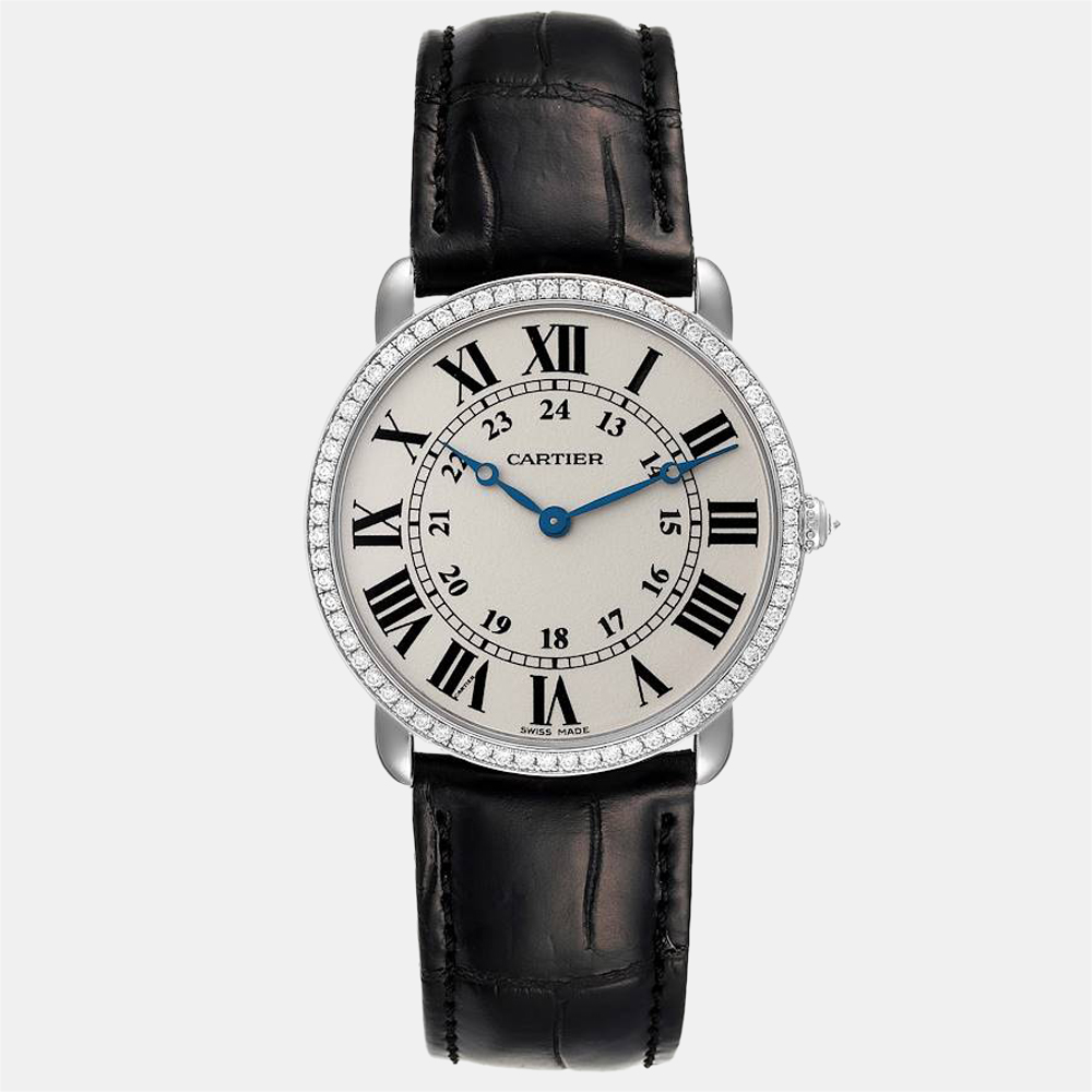 

Cartier White Diamond 18k White Gold Ronde Louis WR000551 Manual Winding Men's Wristwatch 36 mm