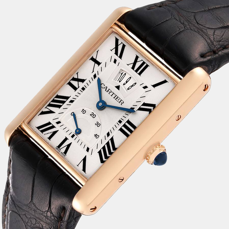 

Cartier Silver 18k Rose Gold Tank Louis W1560003 Manual Winding Men's Wristwatch 29 mm