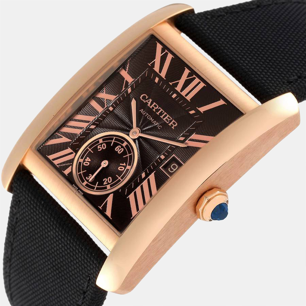 

Cartier Brown 18k Rose Gold Tank MC W5330002 Automatic Men's Wristwatch 34 mm