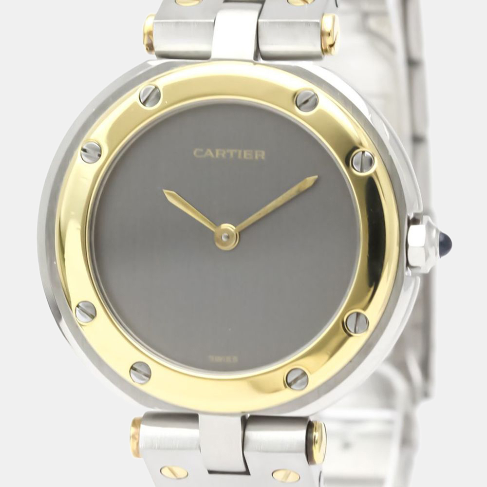 

Cartier Black 18k Yellow Gold And Stainless Steel Santos Quartz Men's Wristwatch 27 mm